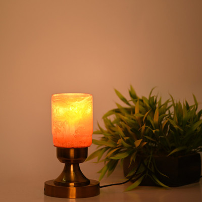 AFAST Stylish Table Lamp With Decorated Glass Shade, Round, LED Compatible Table Lamp(23 cm, Gold)