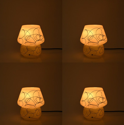 AFAST Stylish Table Lamp For Home Decoration, LED Compatible, Round , (Pack Of 4) Table Lamp(17 cm, White)