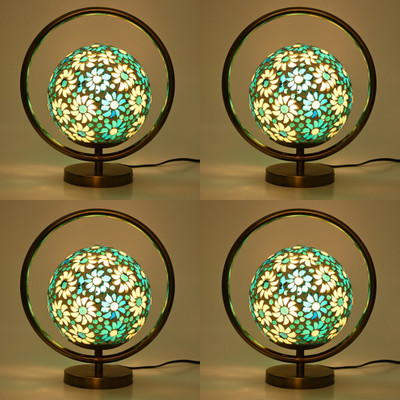 AFAST Mosaic Table Lamp With Designer Lighting Effects, (Pack Of 4) Table Lamp(26 cm, Blue, Grey, White)