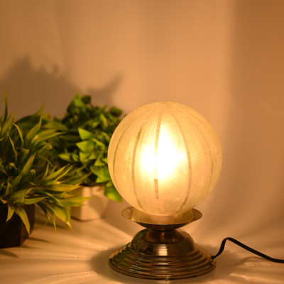 1st Time Oval Shape Table Lamp Of Decorative Shade, White, Pack Of 1 Table Lamp(21.5 cm, White)