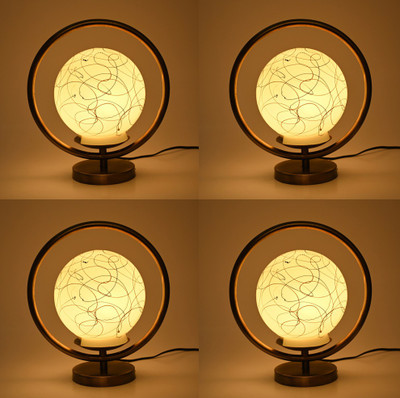 AFAST Designer Lighting Effects Round Table Lamp, (Pack Of 4) Table Lamp(26 cm, White)