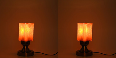 AFAST Stylish Table Lamp With Decorated Glass Shade, Round, LED Compatible,(Pack Of 2) Table Lamp(23 cm, Pink)