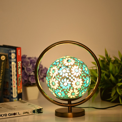 AFAST Mosaic Table Lamp With Designer Lighting Effects Table Lamp(26 cm, Blue, Grey, White)