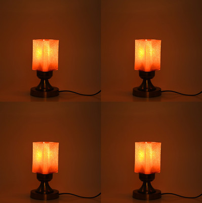 AFAST Stylish Table Lamp With Decorated Glass Shade, Round, LED Compatible,(Pack Of 4) Table Lamp(23 cm, Pink)