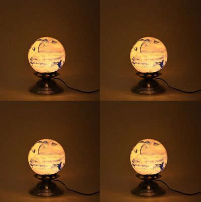AFAST Magic Globe Table Lamp For Designer Lighting Effect, LED Compatible, (Pack Of 4) Table Lamp(21.5 cm, Blue, Gold)