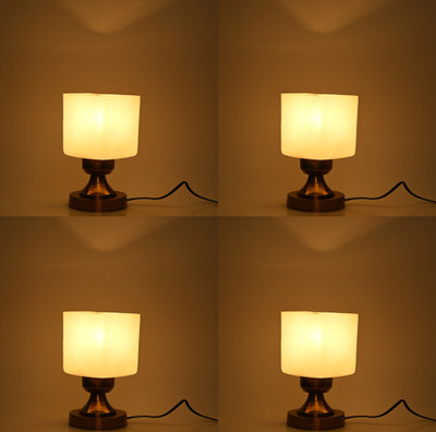 AFAST Stylish Table Lamp With Decorated Glass Shade, Round, LED Compatible,(Pack Of 4) Table Lamp(23 cm, White)