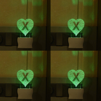 Somil 3D Illusion Effect Dill (X) Comes With Multicolor LED Night Lamp ::Pack Of 4 Night Lamp(10 cm, Multicolor)