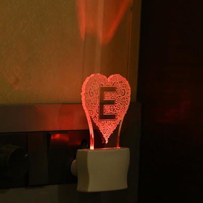1st Time 3D Illusion Effect Dill Alphabet (E) Night Lamp(10 cm, Red)