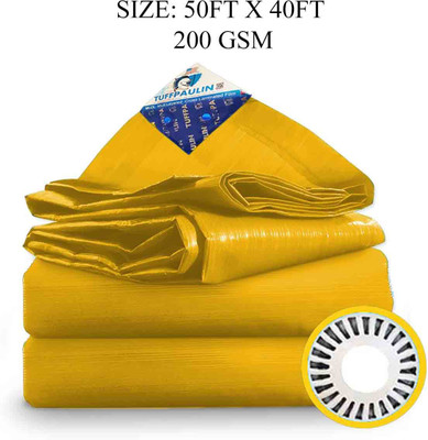 TUFFPAULIN 50FT X 40FT 200 GSM Yellow Tarpaulin Tent - For 6 persons(Yellow)