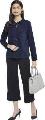 Annabelle by Pantaloons Casual Solid Women Dark Blue Top