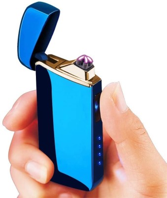 Gabbar ™LED Double Arc Lighter Electronic Rechargeable Windproof for Men's Gift - Blue LED Double Arc Lighter Cigarette Lighter(Blue)