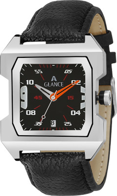Aglance 1474SL02 BLACK DATE ON 6 FUNCTIONING SQUARE LEATHER STRAP WATCH 1474SL02 DATE ON 6 FUNCTIONING SQUARE LEATHER STRAP WATCH Analog Watch  - For Boys