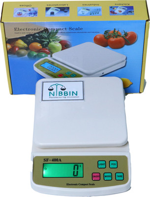 NIBBIN Digital 10kg x 1g Kitchen Scale Multi-purpose weight measuring Machine SF 400A Weighing Scale(White)