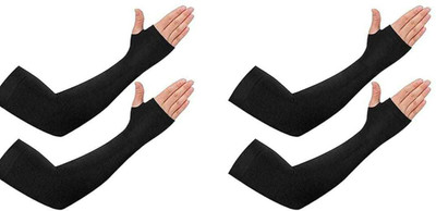 let's silim Nylon Arm Sleeve For Boys & Girls(Free, Black)