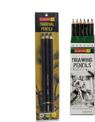 Camlin 6 shade Graphite pencil with 3 pcs Charcoal pencil
