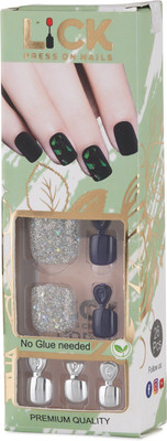 Lick - Press on Nails Acrylic Nails for Toes (Glitter & Blue, Pack of 26) Blue(Pack of 26)