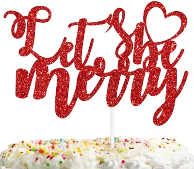 Festiko Festiko®Happy New Year Merry Christmas Cake Topper Cake Topper(Red Pack of 1)