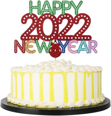 Festiko Festiko Happy New Year 2022 Cake Topper - Multicol Cake Topper(Multi color Pack of 1)