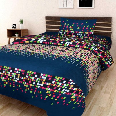 TrueValue Creations 250 TC Polycotton Single 3D Printed Flat Bedsheet(Pack of 2, Multicolor)