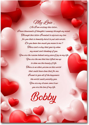 Midas Craft My Love Bobby Love Letter Quotes 22 Greeting Card(Red, Pink, White, Pack of 1)