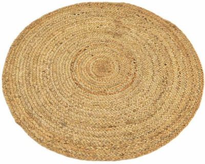 Chopra International Beige Jute Area Rug(2 ft,  X 2 ft, Circle)