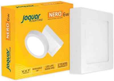 Jaquar Lighting 6-Watt LED Nero Surface Mounted Square Panel Light (Cool White) Recessed Ceiling Lamp
