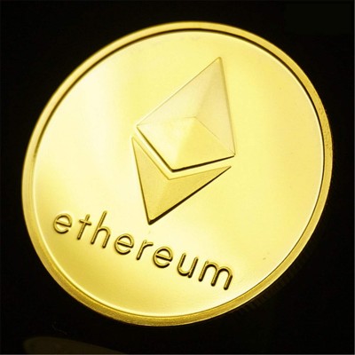 Craftbia Ethereum Crypto Currency Gold Colour Plated Real Metal 40MM Diameter Decorative Showpiece  -  0.3 cm(Metal, Gold)