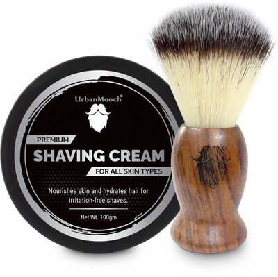UrbanMooch Shaving COMBO-Soft Bristles Imitation Badger Hair Shaving Brush-and Shaving Cream | For Men(2 Items in the set)