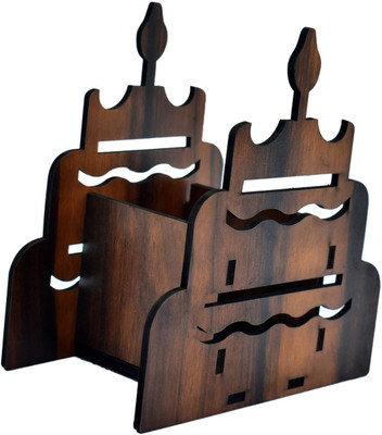 Gojeeva 1 Compartments Wooden Pen With Mobile Stand(Brown)