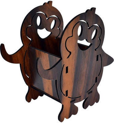 Gojeeva 1 Compartments Wooden Pen With Mobile Stand(Brown)