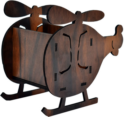 Giftwala 1 Compartments Wooden Pen With Mobile Stand(Brown)