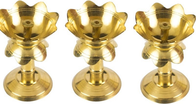 Magic's Max BRASS KAMAL DEEP STAND SET OF 3 Brass (Pack of 3) Table Diya Set(Height: 4 inch)