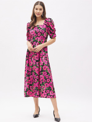 HARPA Women A-line Pink Midi/Calf Length Dress