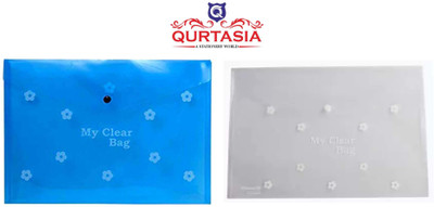 QURTASIA Plastic Document Bag My Clear Bag (Pack of 10, 5 Blue + 5White)(Set Of 10, Multicolor)