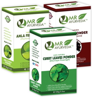 MR Ayurveda Curry Leaf Powder, Amla Powder and Shikakai Powder - Pack of 3(300 g)