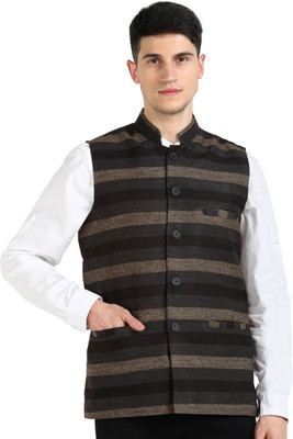 Essentiele Sleeveless Striped Men Jacket