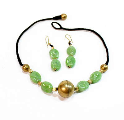 www.dhokrahandicrafts.com Brass Green Jewellery Set(Pack of 1)