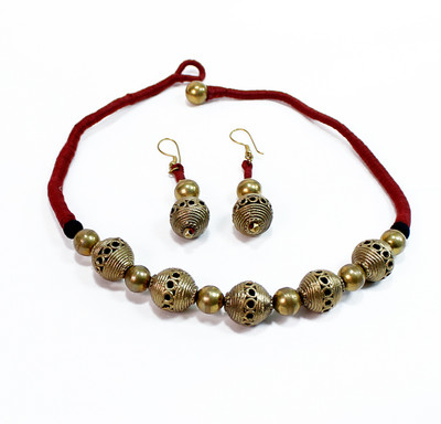 www.dhokrahandicrafts.com Brass Brass Maroon Jewellery Set(Pack of 1)