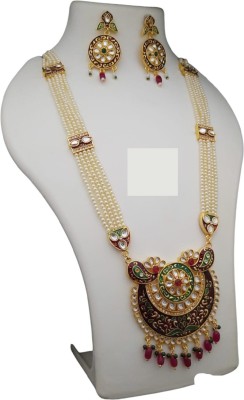 radhee imitation Brass, Stone Gold-plated Multicolor, Maroon, Gold, Green Jewellery Set(Pack of 1)