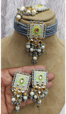 GEODE DELIGHT Alloy Gold-plated Grey Jewellery Set(Pack of 1)