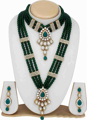 zestylo Alloy Gold-plated Gold, Green Jewellery Set(Pack of 1)
