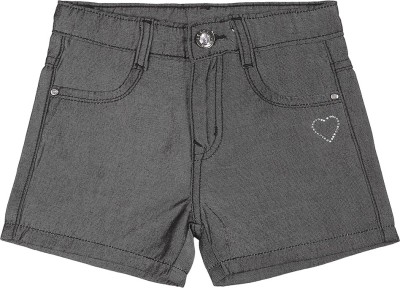 Highstar Short For Girls Casual Solid Cotton Blend(Grey, Pack of 1)