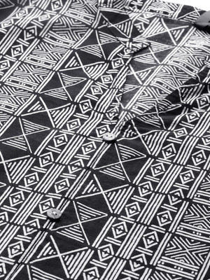 HERE&NOW Women Printed Straight Kurta(Black)