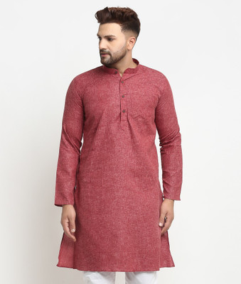 AEW DESIGNS Men Self Design Straight Kurta(Maroon)