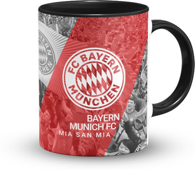 The Desi Monk Bayern Is Red Coffee & Tea Cup With Tea Coaster Print 330 ml Ceramic Coffee Mug(330 ml)