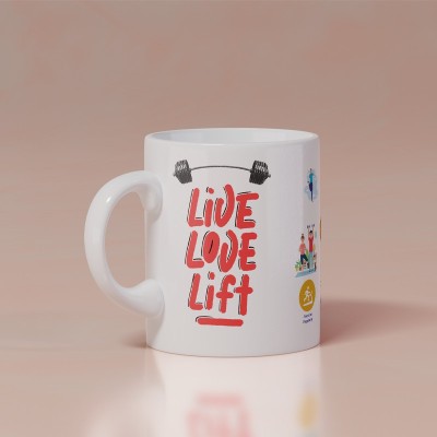 MODEST CITY Gym Quote Print White Ceramic Coffee (Live Love Lift) Ceramic Coffee Mug(350 ml)