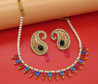 SHREE MAULI CREATION Alloy Gold-plated Multicolor, Maroon, Green Jewellery Set(Pack of 1)