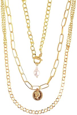 YELLOW CHIMES Pearl Gold-plated Plated Brass Necklace Set