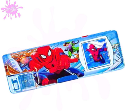 SmartKrafting Multipurpose Magnetic Pencil Box Having Spider Man Printed with Calculator Cartoon Printed Art Plastic Pencil Box(Set of 1, Multicolor)
