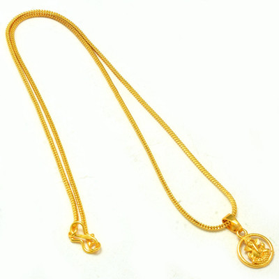 Jewar Mandi Lord Ganesh Ji Locket/Pendant Chain With Circle Locket For Daily use Gold-plated Brass, Copper Locket